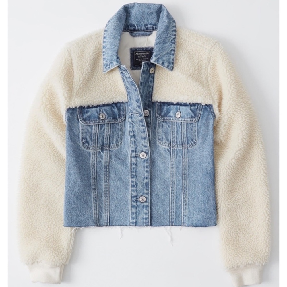 Abercrombie & Fitch Cropped Sherpa/Denim Jacket
